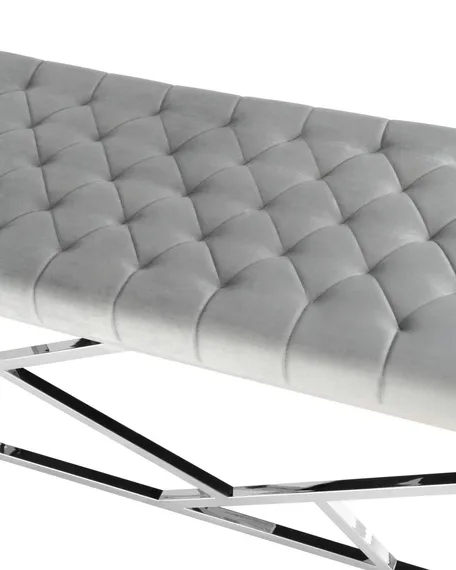 Банкетка-скамейка АРТ ДЕКО велюр серый сталь серебро