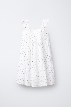 ZARA ПЛАТЬЕ С ВЫШИВКОЙ И ЦВЕТАМИ, ЭКРЮ