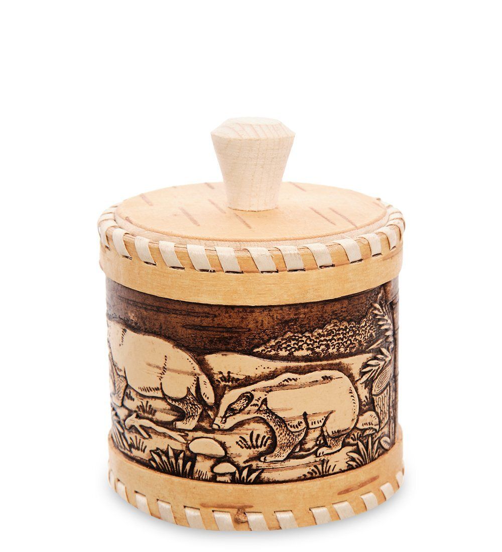 Народные промыслы BST-606 Туесок «Барсуки» (береста)