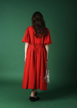 Платье с жабо и рукавами-фонариками из крепа, "Аленький цветочек"