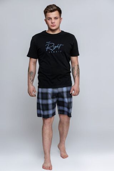 Хлопковая мужская пижама Magnus (Размер: XL) (Цвет: черный с синим)