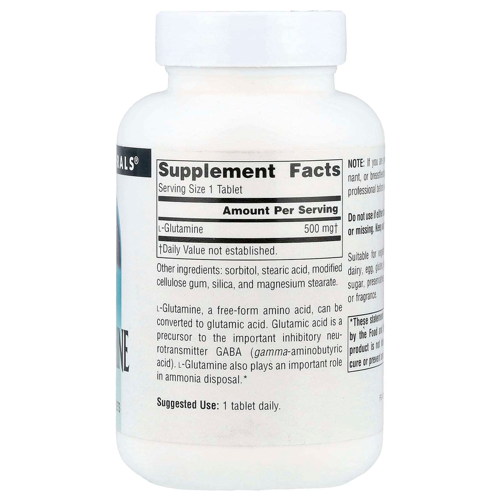 Source Naturals, L-глутамин, 500 мг, 100 таблеток