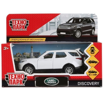 Модель ин. мет. "Land Rover Discovery" 12см, двери, багаж, белый, коробка DISCOVERY-WT (Технопарк)