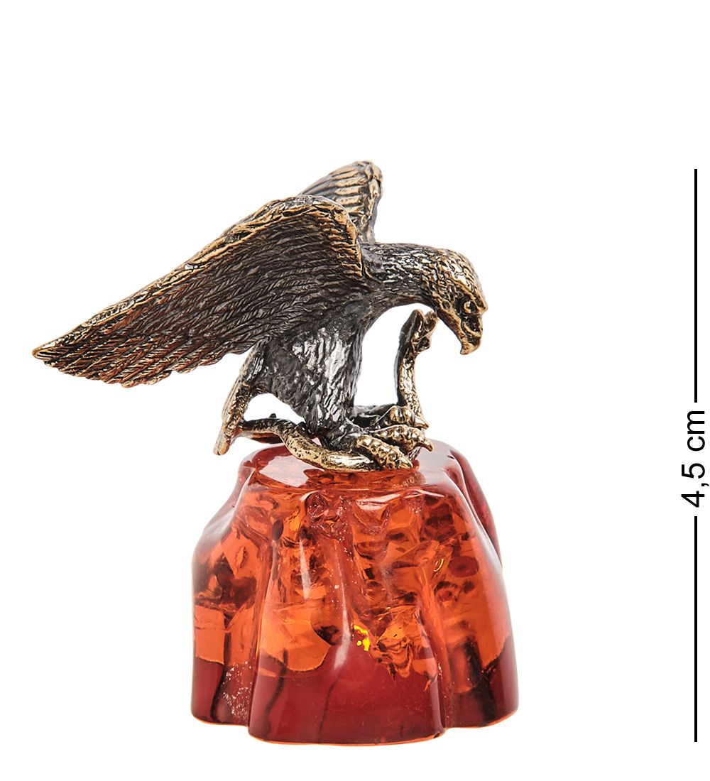 Народные промыслы AM-1243 Фигурка «Орел на скале со змеёй» (латунь, янтарь)