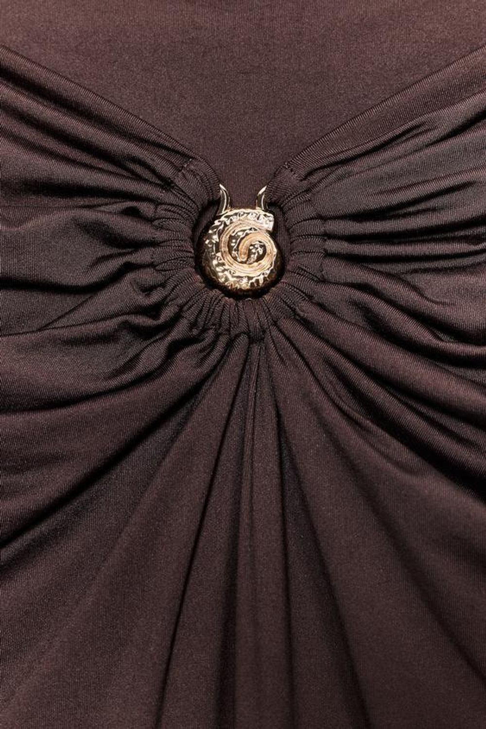 ZARA ЮБКА ИЗ ПОЛИАМИДА С РАКУШКОЙ, ТЕМНО-КОРИЧНЕВЫЙ