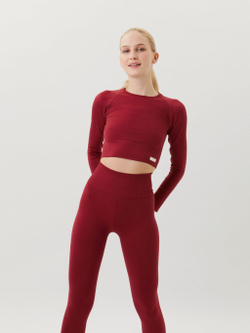 Женская теннисная футболка (dł. Рукава) Björn Borg Stockholm Seamless Crop Top W - biking red
