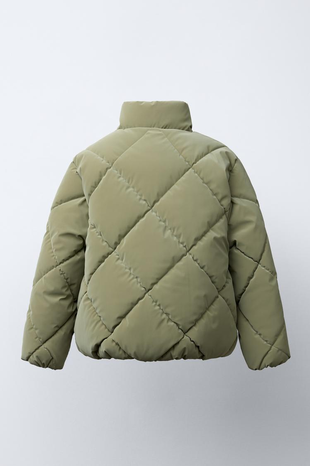 ZARA СТЕГАНАЯ КУРТКА ИЗ ПРОРЕЗИНЕННОЙ ТКАНИ, ХАКИ