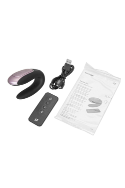 Многофункциональный стимулятор для пар Satisfyer Double Fun, с пультом ДУ, силикон, черный, 9 см