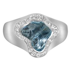 Кольцо с Аквамарином и Бриллиантами, R0030-56/1