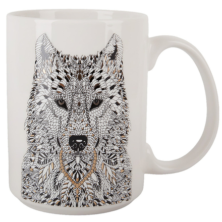 Кружка "Волк" v=500мл (фарфор) (картонная цветная лента)