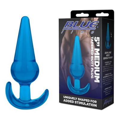 Голубая анальная пробка конической формы Medium Tapered Butt Plug - 12,7 см. (Цвет: голубой)