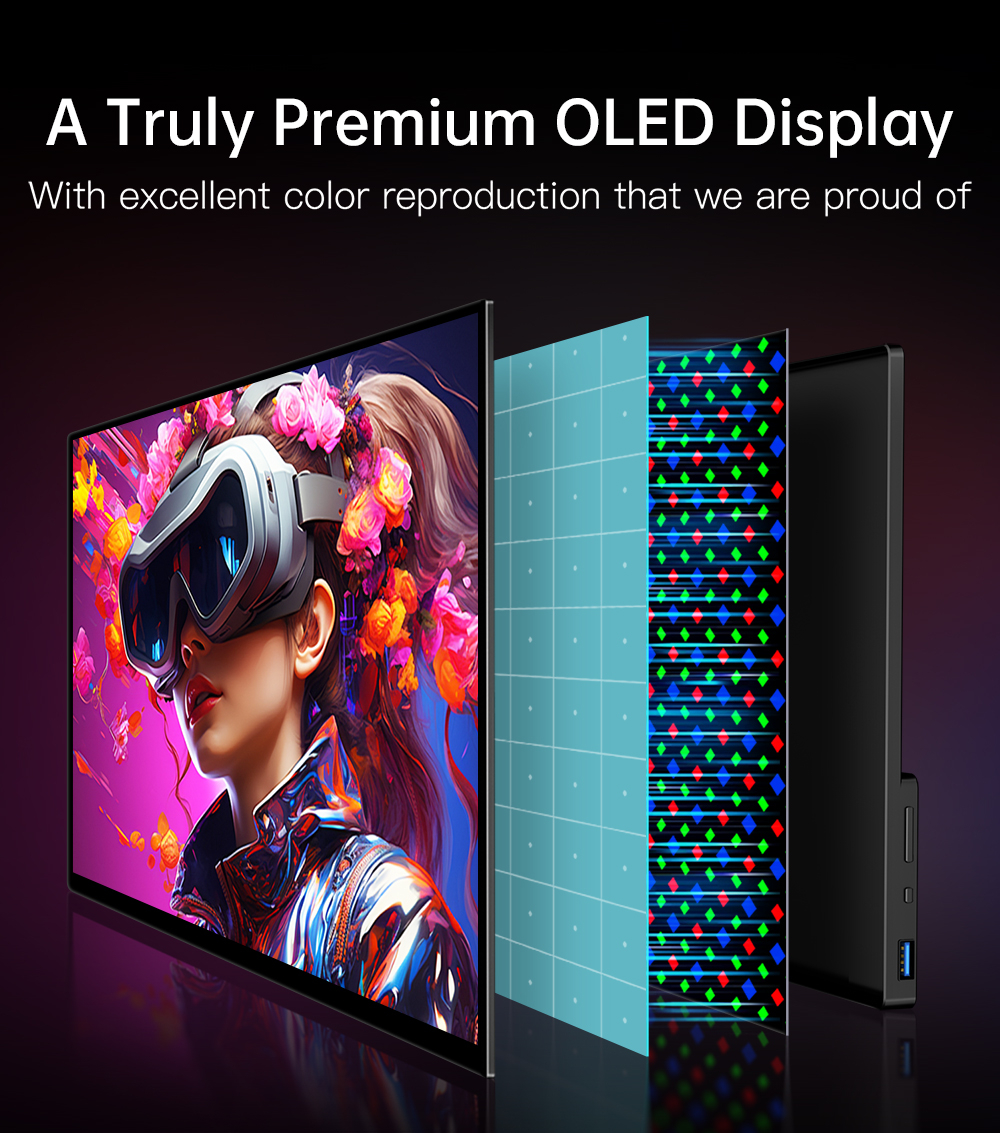 14" Портативный сенсорный монитор VCHANCE 4K OLED 3840x2400, 60 Гц