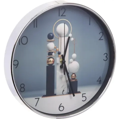 Часы настенные «HOME STYLE» 30см Геометрия, серебристый корпус