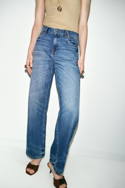 ZARA ДЖИНСЫ Z1975 STRAIGHT FIT С ВЫСОКОЙ ПОСАДКОЙ, ВЫЦВЕТШИЙ СИНИЙ