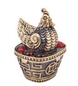 Народные промыслы AM-4192 Шкатулка «Курочка Фен-шуй» (латунь, янтарь)