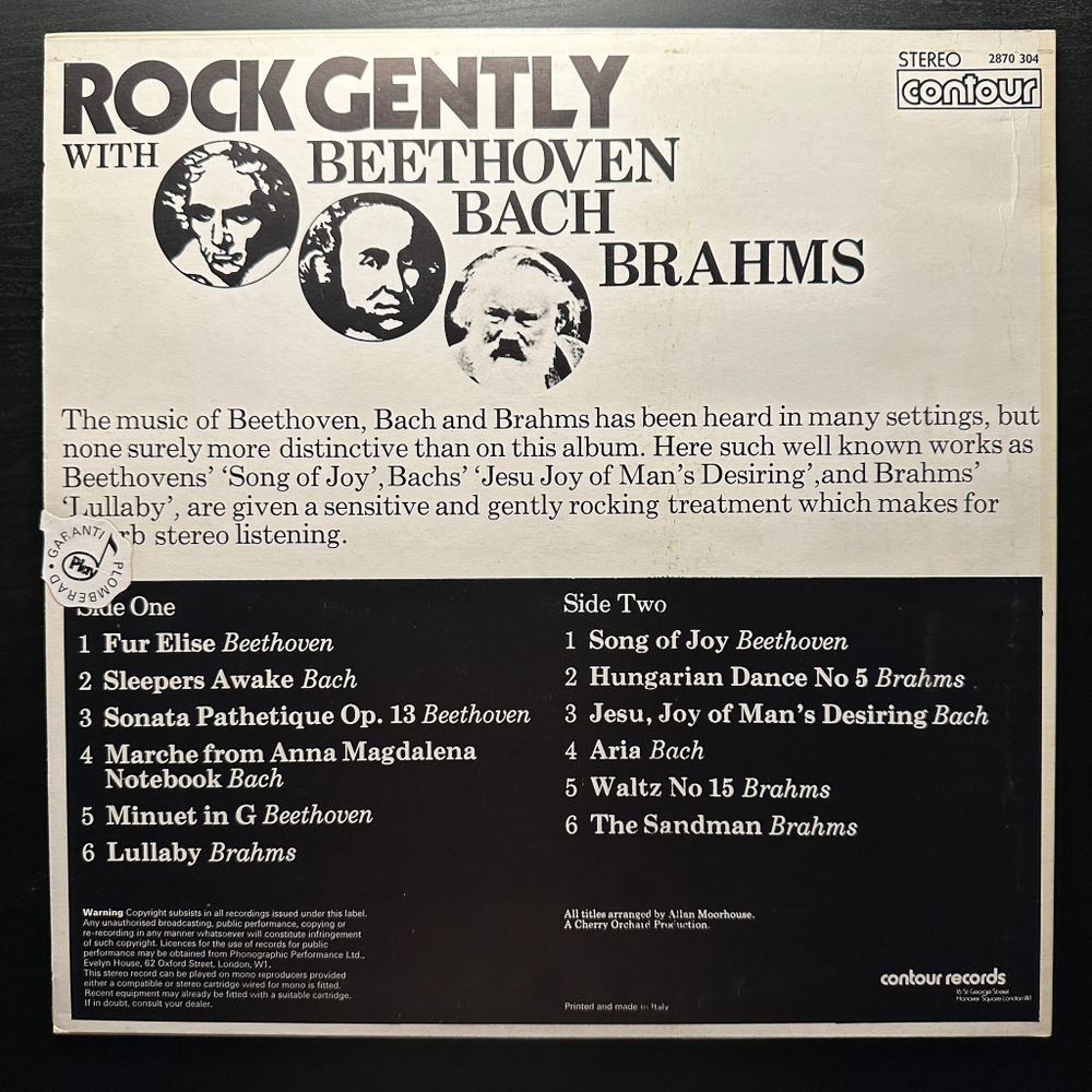 Alan Moorhouse – Rock Gently With Beethoven, Bach And Brahms (Италия 1973г.)