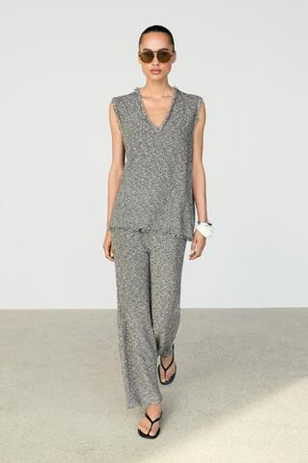 Massimo Dutti Струящиеся брюки с меланжевым эффектом, серый меланж