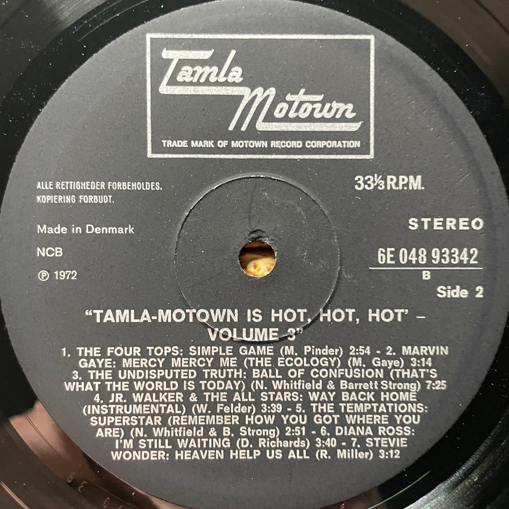 Сборник Tamla-Motown Is Hot, Hot, Hot! Volume 3 (Дания 1972г.)