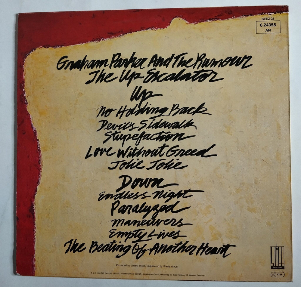 Винтажная виниловая пластинка LP Graham Parker And The Rumour The Up Escalator (UK 1980)