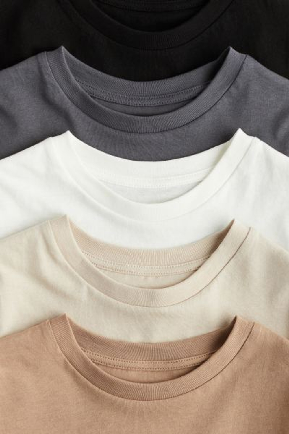 H&M Набор из пяти хлопковых футболок, бежевый