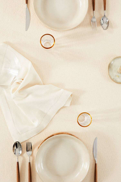 ZARA HOME ХЛОПЧАТОБУМАЖНАЯ СКАТЕРТЬ С КАЙМОЙ, ЭКРЮ