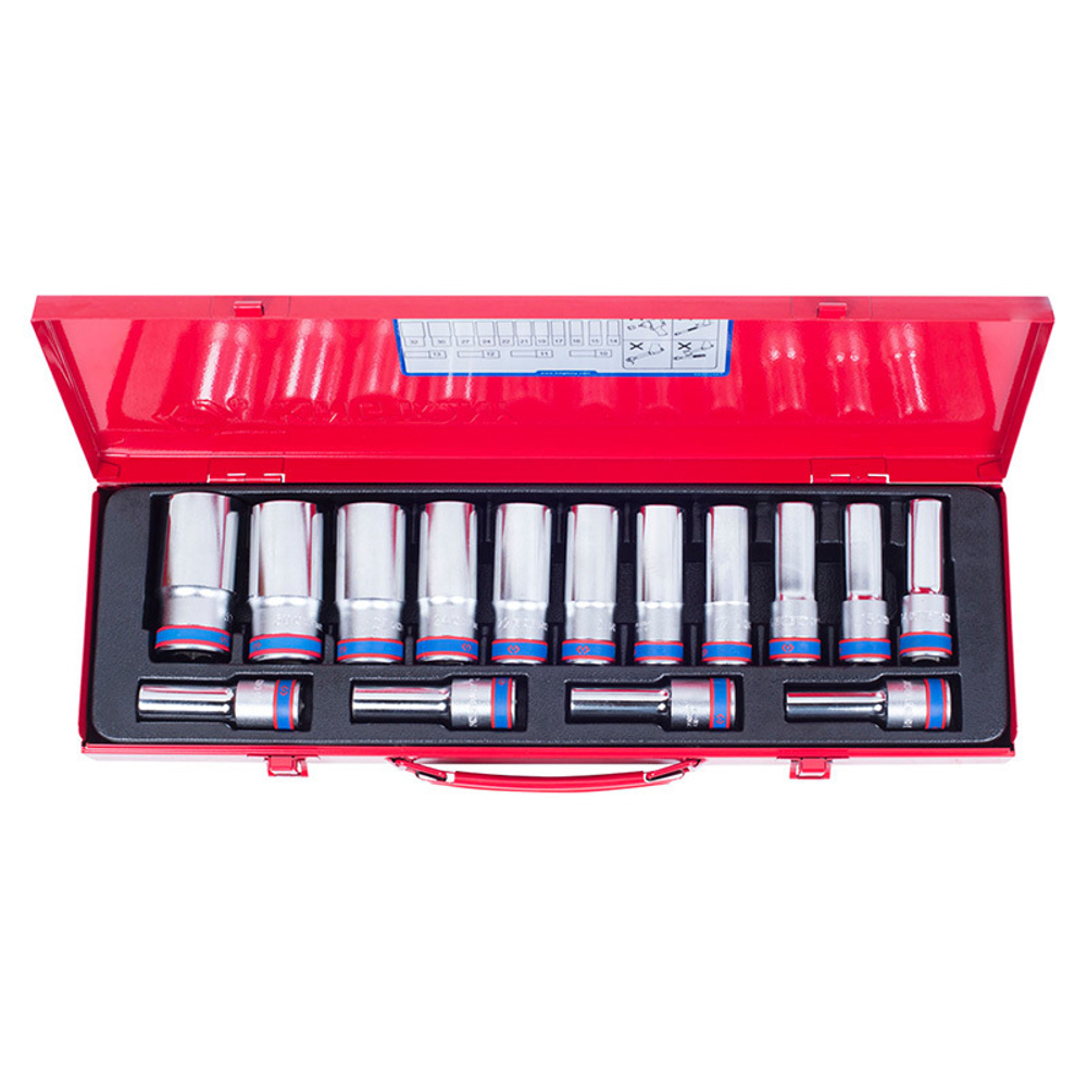 Набор глубоких торцевых головок 1/2&quot;, двенадцатигранные, 10-32 мм, 15 предметов KING TONY 4215MR