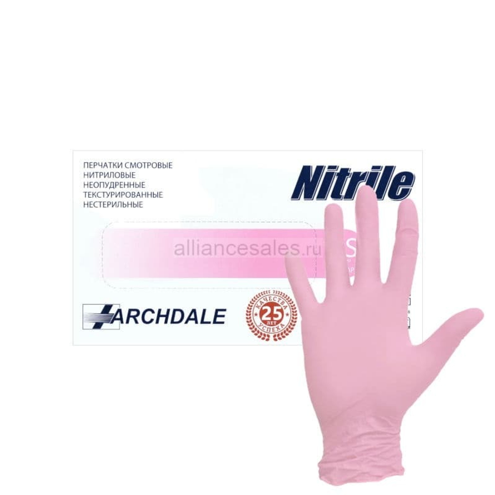Перчатки нитриловые (100 шт), (L), (розовые), Nitrile