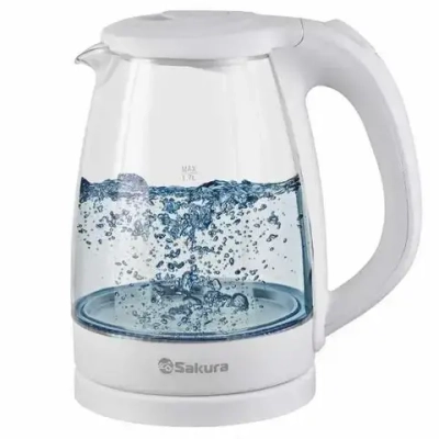 Чайник электр SA-2733W (1.7) стекл LED подсветка