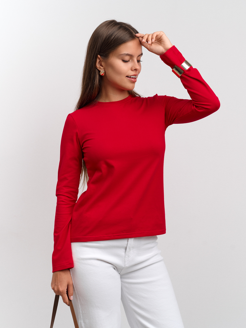 Лонгслив женский "Cкин" красный