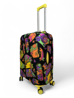 Чехол на чемодан 24", цвет чёрный/разноцветный, Коты