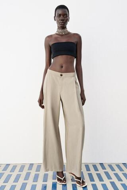 ZARA СВОБОДНЫЕ БРЮКИ BARREL, КАМЕННО-СЕРЫЙ