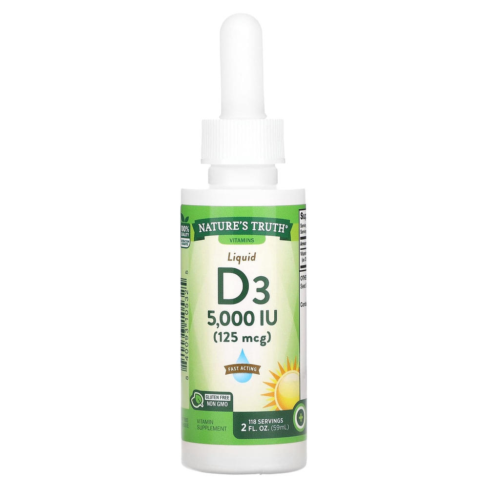 Nature's Truth, Vitamins, жидкий D3, 125 мкг (5000 МЕ), 59 мл (2 жидк. унц.)