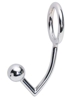 Анальный крюк с одиночным шариком и кольцом (Цвет: серебряный)
