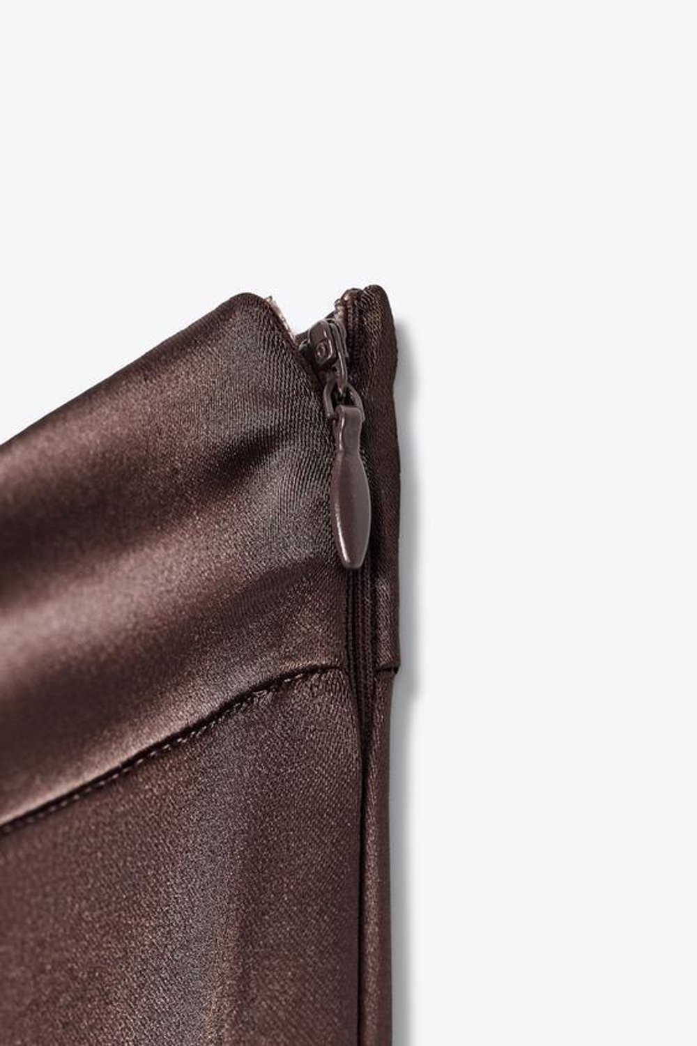 ZARA АТЛАСНЫЕ БРЮКИ ПРЯМОГО КРОЯ, КОРИЧНЕВЫЙ