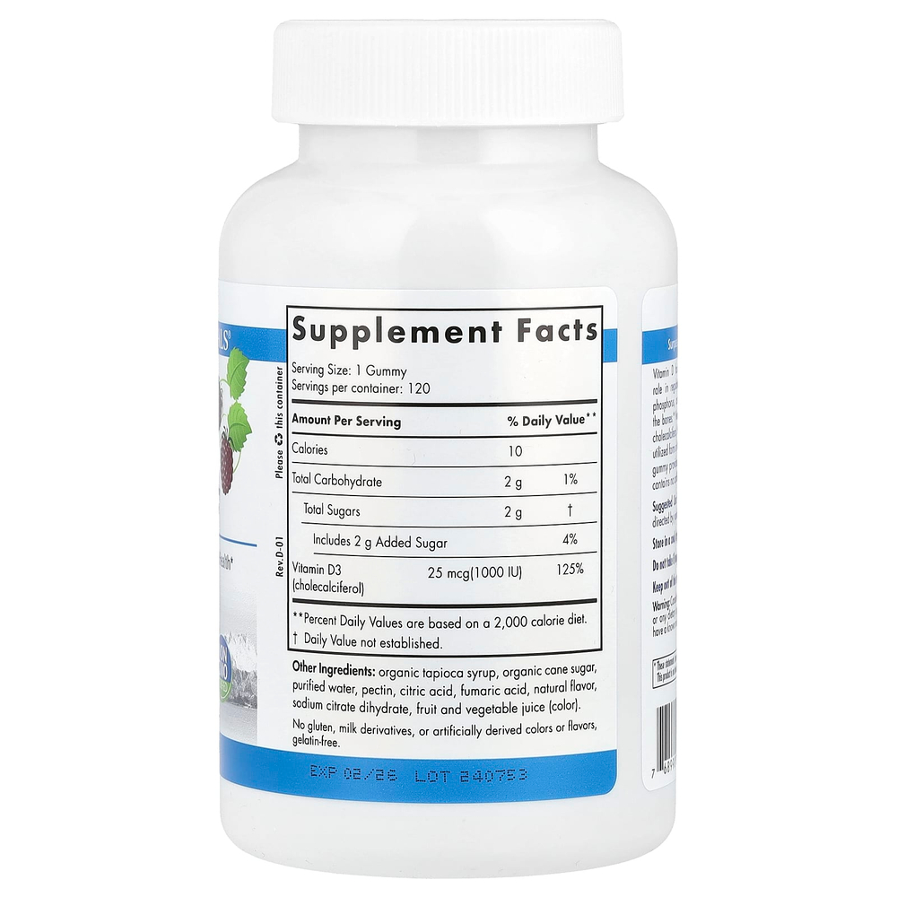 Nordic Naturals, Жевательные таблетки с витамином D3, лесные ягоды, 1000 МЕ, 120 жевательных таблеток