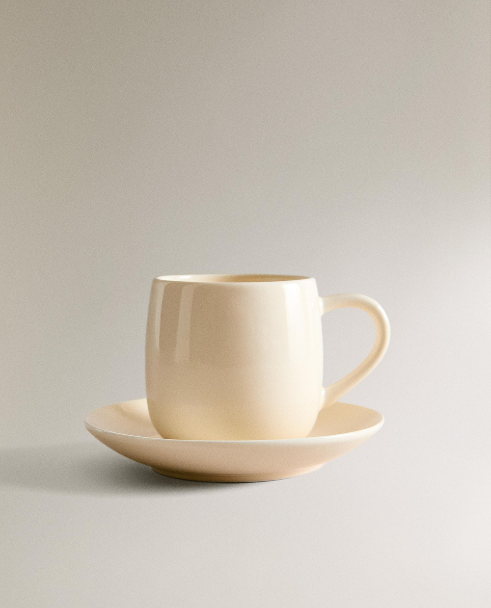 Zara Home чайная пара из каменной керамики, цвет кремовый, 9.3 см