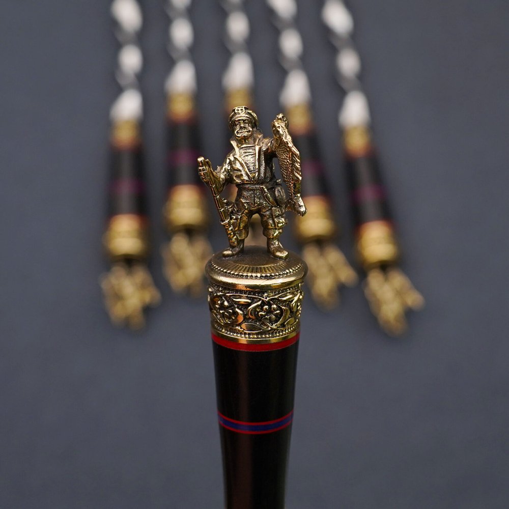 Подарочный набор шампуров "Рыбак", рукояти черный мореный граб