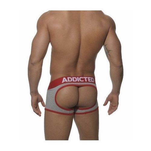 Мужские трусы джоки боксеры серые с красной резинкой Seobean Addicted