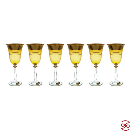Набор бокалов для вина Star Crystal Смальта Анжела Янтарный 250мл (6 шт)