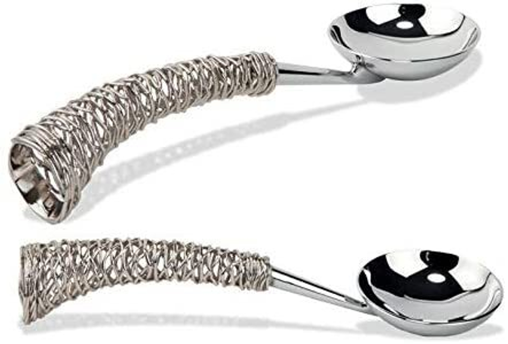 Mukul Goyal Ложки для салата решетчатые (набор 2 шт.) Mukul Goyal Lattice Spoons Nickel Plated Brass & Stainless Steel (set of 2) MG044