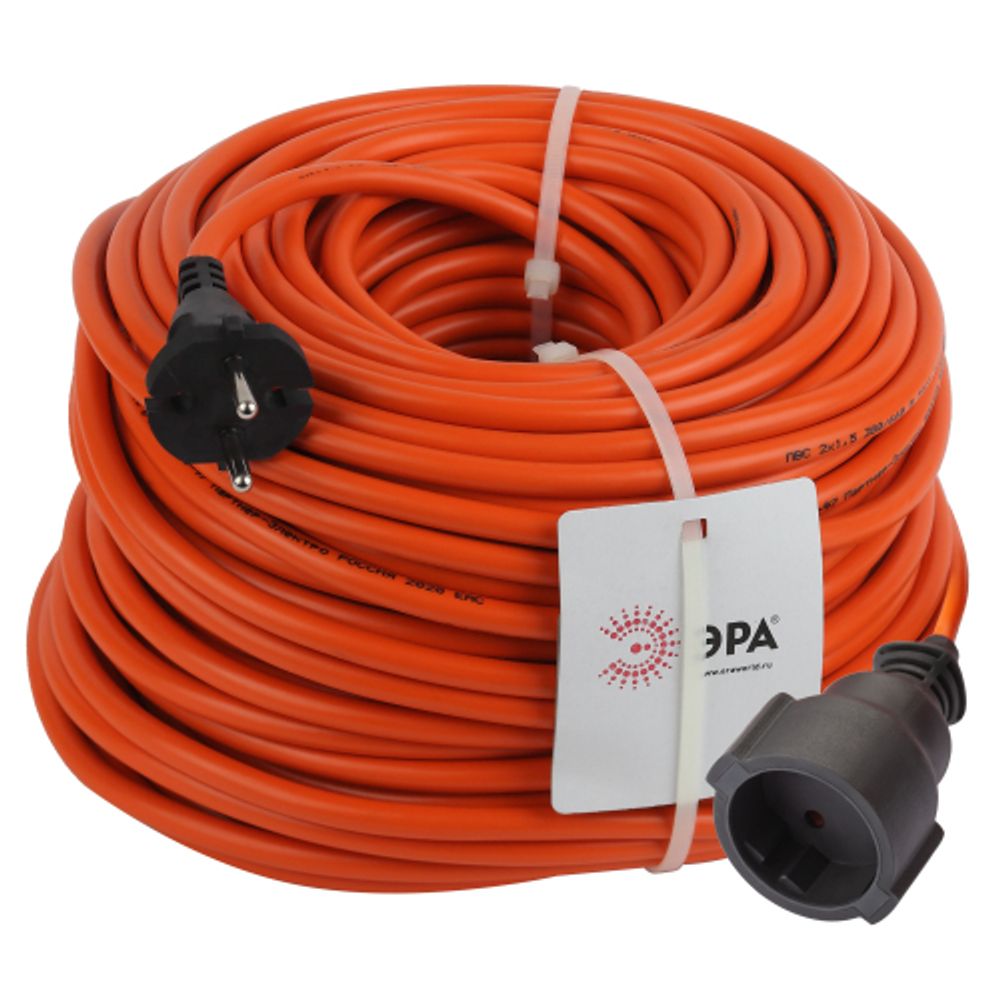 Удлинитель силовой ЭРА UPx-1-2x1.5-50m в бухте без заземления 50м 1 розетка ПВС 2x1.5мм2 | Силовые удлинители