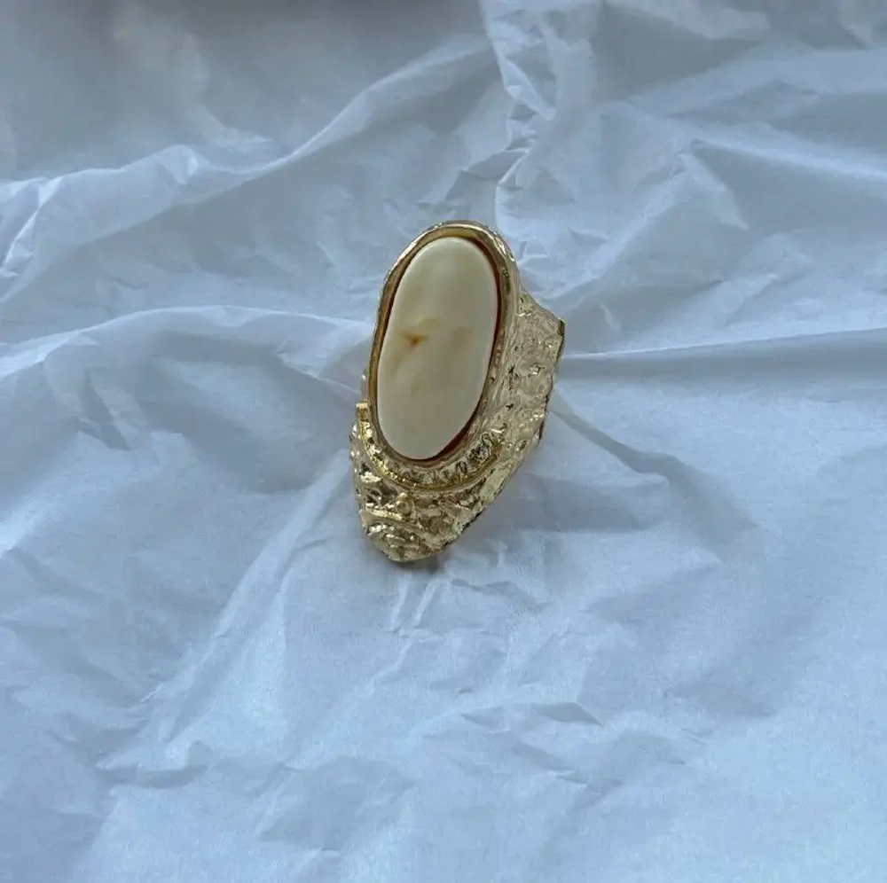 Кольцо под золото с белым литьем