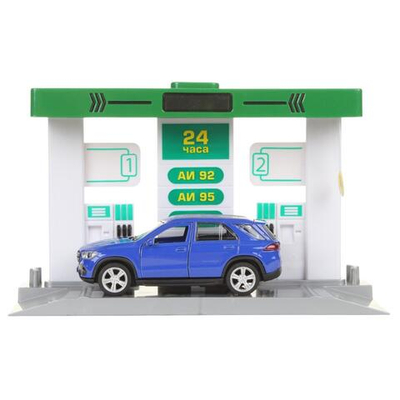 Игровой набор Автозаправочная станция+ машинка Mercedes-Benz, 21см. свет-звук, коробка OILSTA-22PLGLE-G
