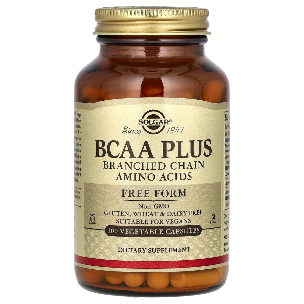 Solgar, BCAA Plus, в свободной форме, 100 растительных капсул