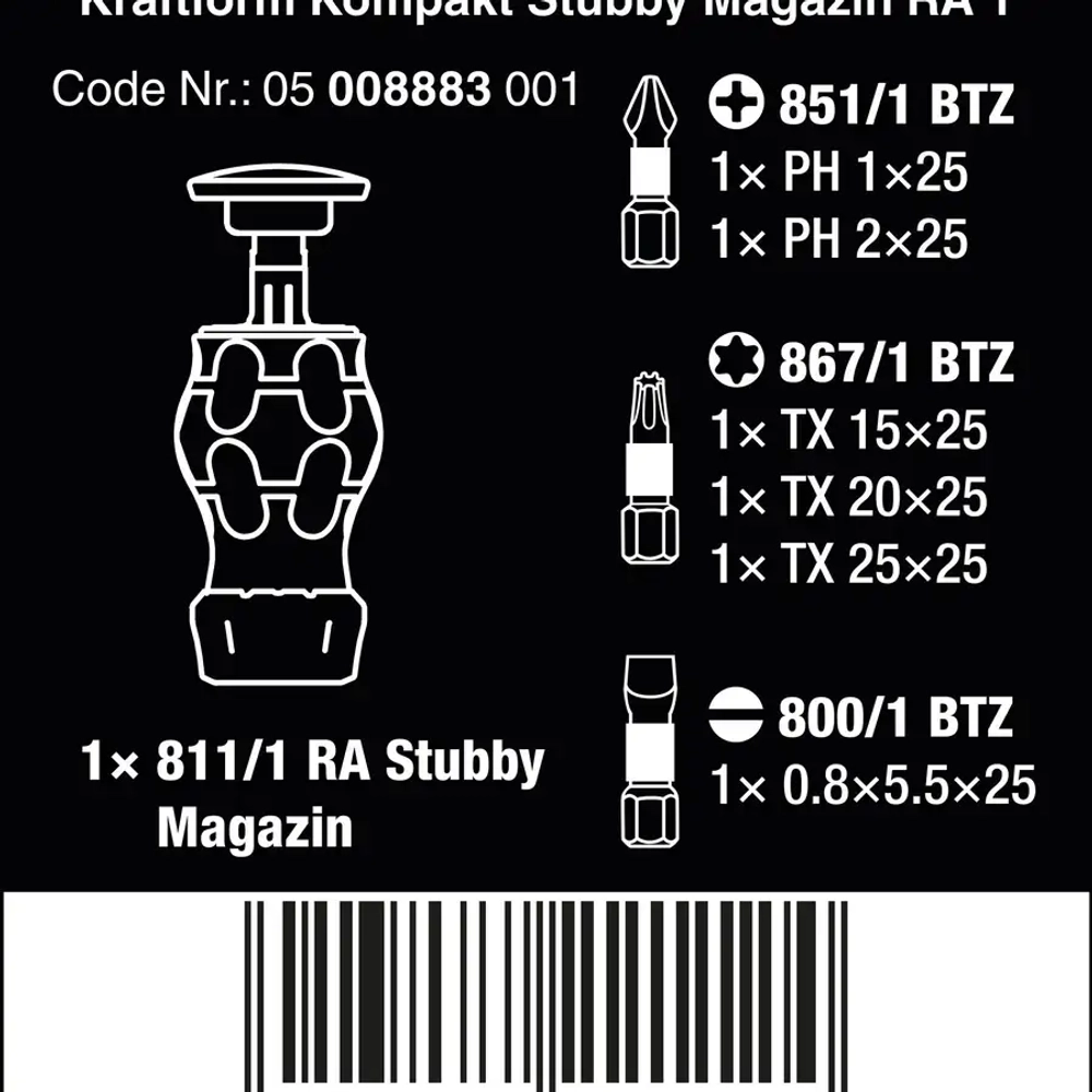 Набор Kraftform Kompakt магазин Stubby RA 1 WERA 05008883001
