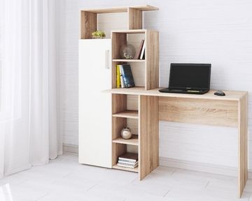 Стол письменный  КВАРТЕТ-7 дуб сонома / белый с тиснением поры дерева