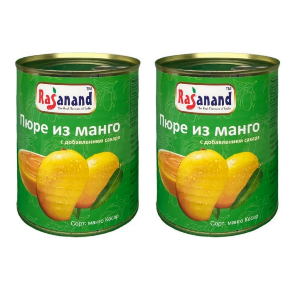 Пюре манго с добавлением сахара Rasanand Kesar Mango Pulp 850 г, 2 шт