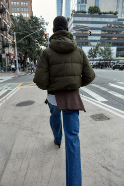 ZARA НЕПРОМОКАЕМЫЙ ВЕТРОЗАЩИТНЫЙ КОРОТКИЙ АНОРАК, ХАКИ