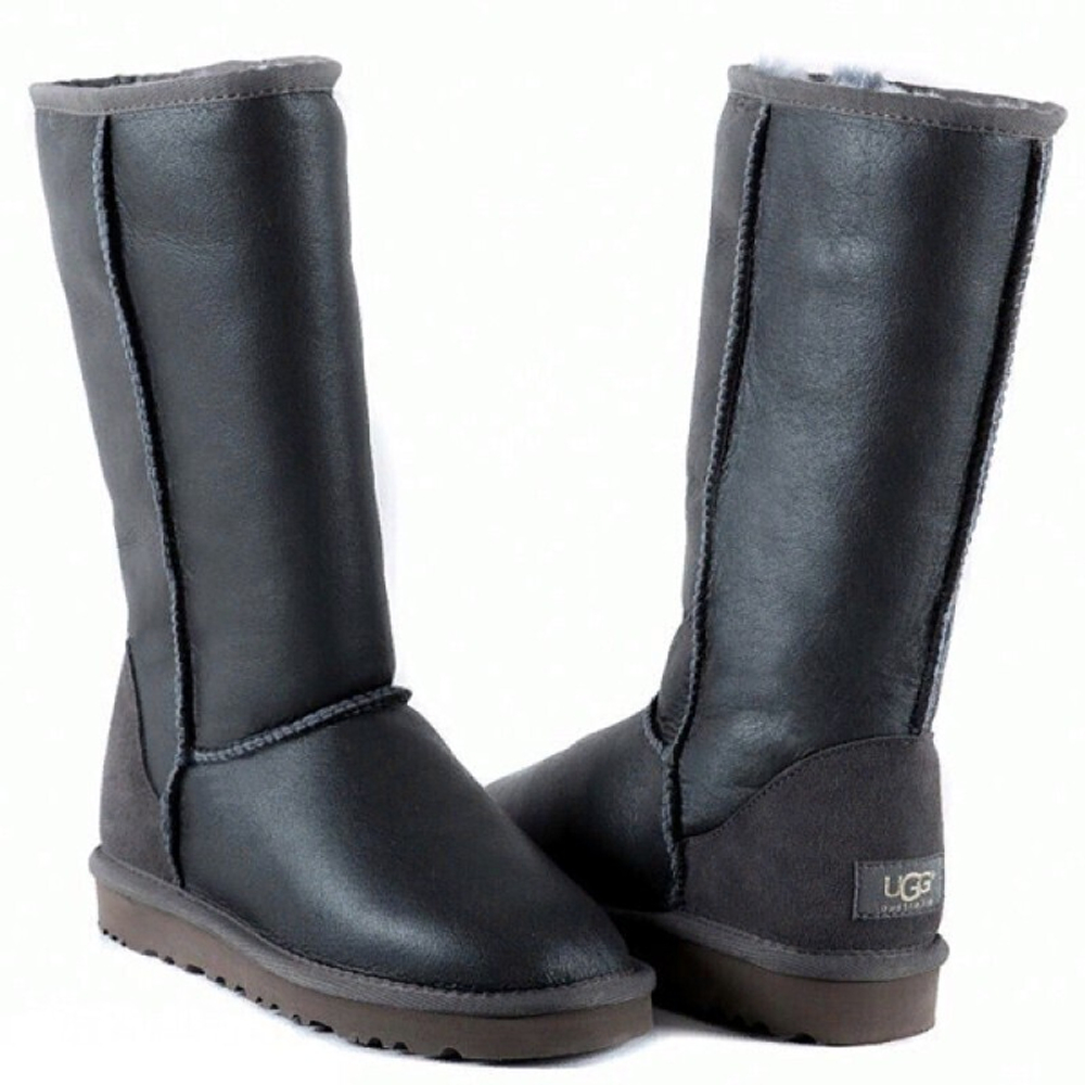 Угги Tall Zip Metallic Grey