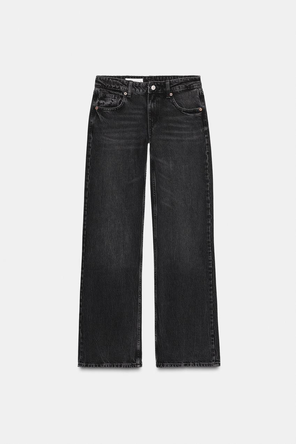 ZARA ДЖИНСЫ TRF WIDE-LEG С НИЗКОЙ ПОСАДКОЙ, ЧЕРНЫЙ